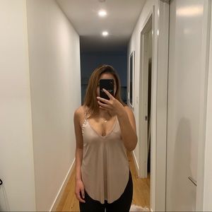 LA Hearts rose gold metallic shimmer v neck tank